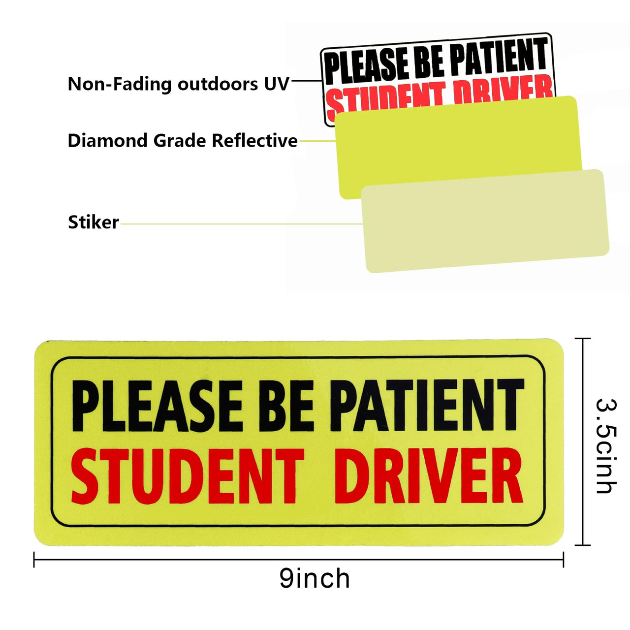 JUSTTOP 3pcs Student Driver Sticker for Car
