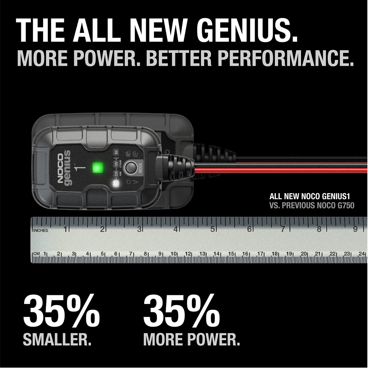 NOCO GENIUS1, 1A Smart Car Battery Charger, 6V and 12V Automotive Charger