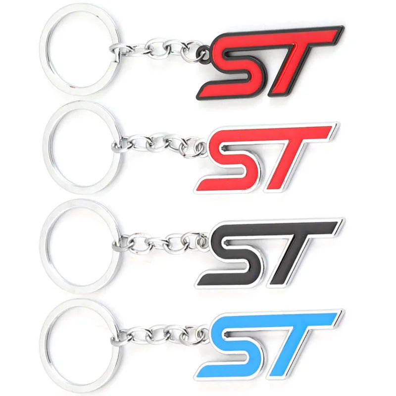 Car Keychain ST Badge Keyring Metal Key Chain Ring Holder